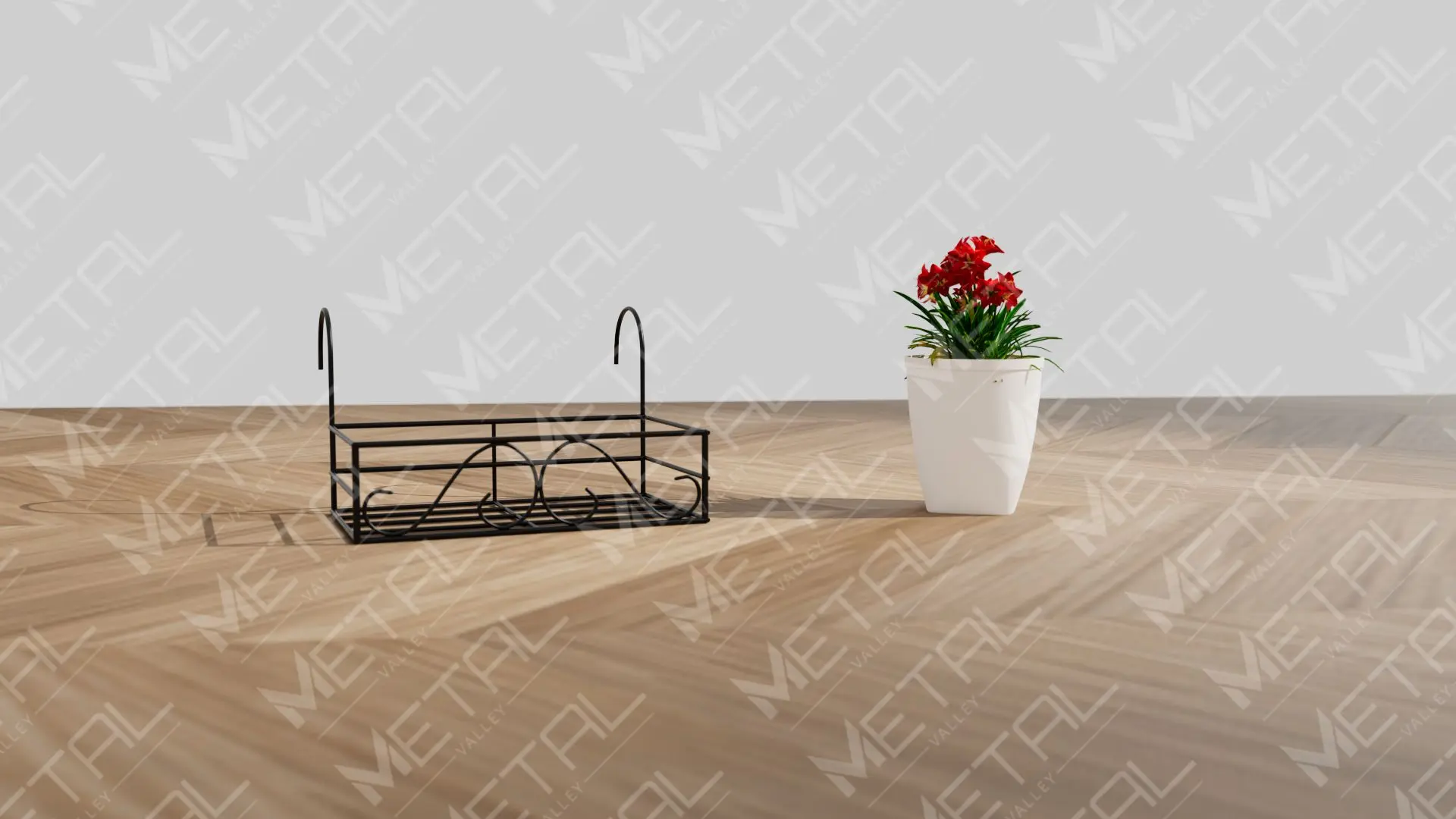 Picture of Metal Grill Rack Hanging Planter Pot 15x8x4 inches -1 Pcs. (Black)