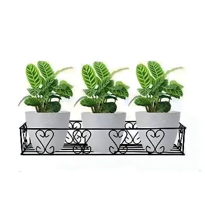 Picture of Metal Grill Rack Hanging Planter Pot 24x8x4 inches -1 Pcs. (Black)
