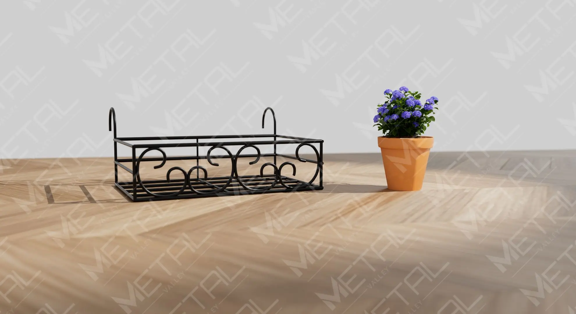 Picture of Metal Grill Rack Hanging Planter Pot 15x8x4 inches -1 Pcs. (Black)