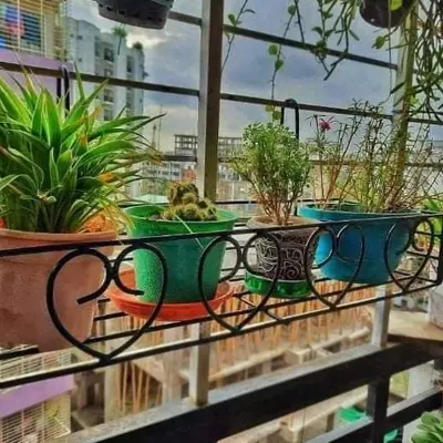 Picture of Metal Grill Rack Hanging Planter Pot 24x8x4 inches -1 Pcs. (Black)