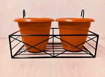 Picture of Metal Grill Rack Hanging Planter Pot 15x8x4 inches -1 Pcs. (Black)