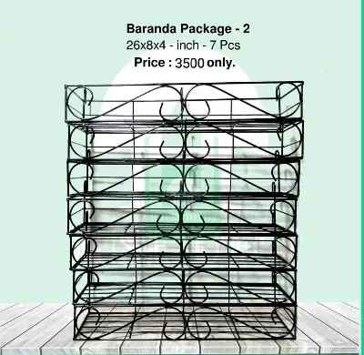 Picture of Metal Grill Rack Hanging Planter Pot 24x8x4 inches -5Pcs. (Black)