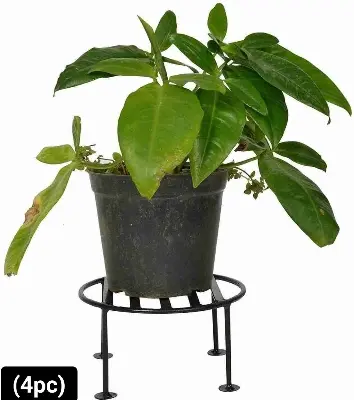 Picture of Flower Pot Stand Plant Stand round set of 4 plant container set (pack of 4) (Black)