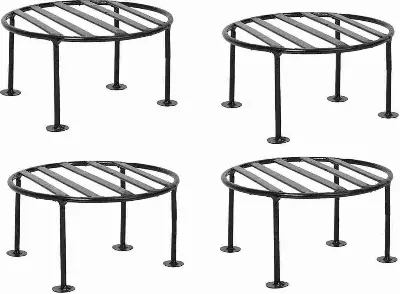 Picture of Flower Pot Stand Plant Stand round set of 4 plant container set (pack of 4) (Black)