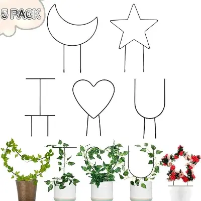 Picture of Creative Metal Garden Trellis for Climbing Plants, Black Coating Rust-Proof Potted Plants Climbing Holder Rack, Plants Support Used for Garden Stem Vine Creeping Decoration (Black)