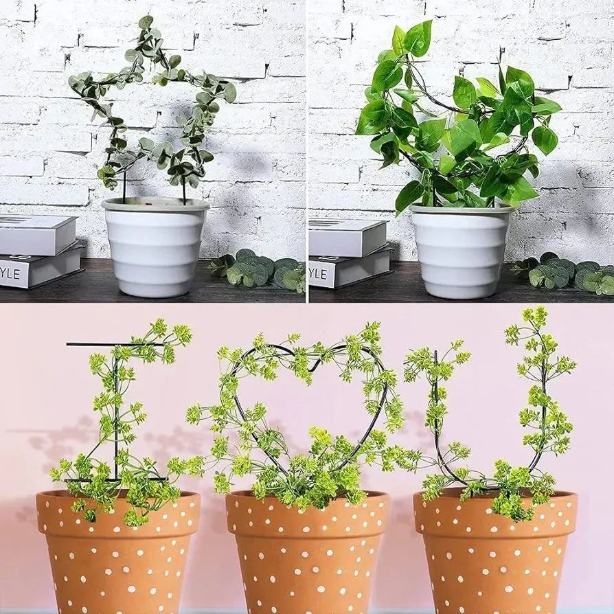 Picture of Creative Metal Garden Trellis for Climbing Plants, Black Coating Rust-Proof Potted Plants Climbing Holder Rack, Plants Support Used for Garden Stem Vine Creeping Decoration (Black)