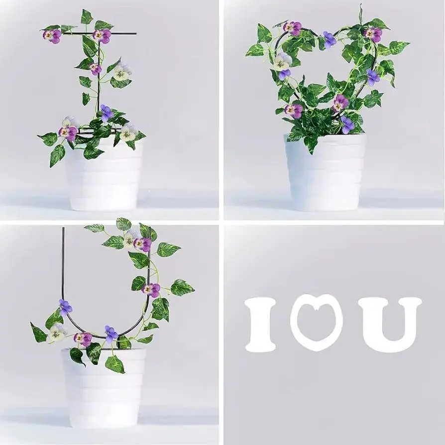 Picture of Creative Metal Garden Trellis for Climbing Plants, Black Coating Rust-Proof Potted Plants Climbing Holder Rack, Plants Support Used for Garden Stem Vine Creeping Decoration (Black)