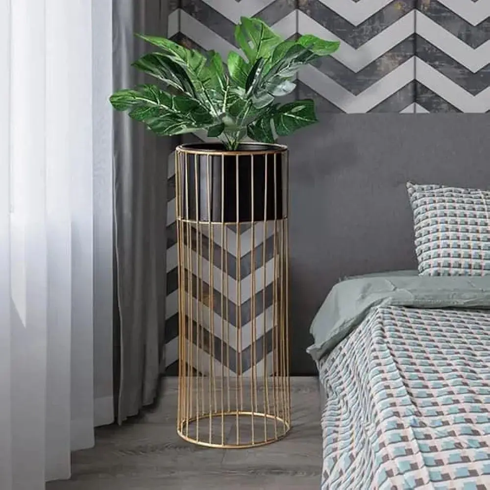 Picture of Metal Planter Stand Gold Stand Indoor Outdoor Home Decor 2 Piece (Golden)