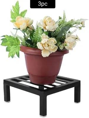 Picture of Flower Pot Stand Outdoor Plants / Pot Stands For Indoor plant of High Grade Metal (Black Pack Of 3) (Black)