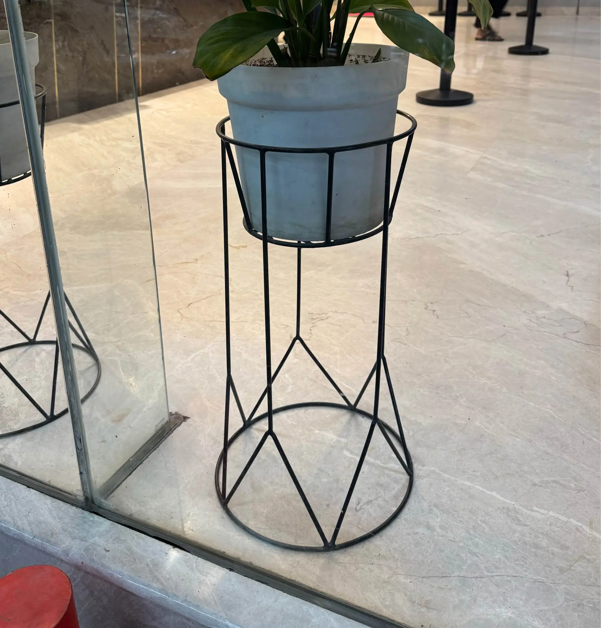 Picture of Modern Decorative Standing Flower Succulent Pot Holder, Plant Stand- Set With Tall Metal Stand, Indoor Outdoor Terrace Patio Home Decor (Black)