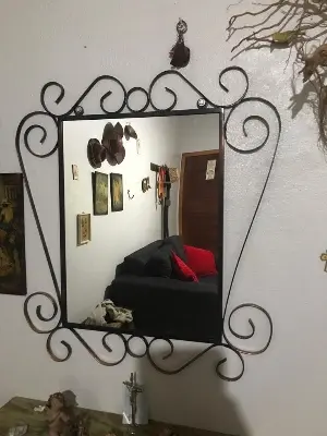 Picture of Vintage Metal Frame Wall Mirror – Elegant Home Décor(Black)