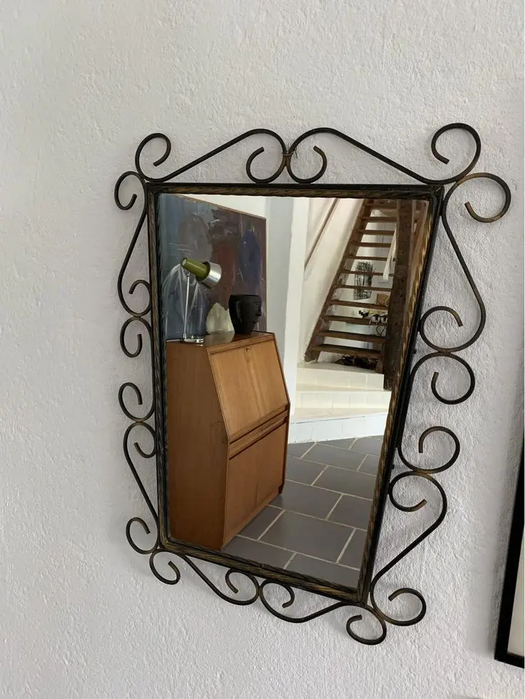 Picture of Vintage Metal Frame Wall Mirror – Elegant Home Décor(Black)