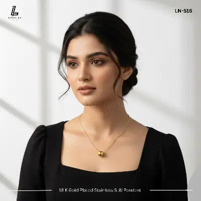 Picture of Gold beaded Pendant | 2 Years Colour Guaranteed Golden