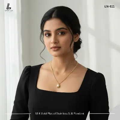 Picture of Golden bean pear Pendant | 2 Years Colour Guaranteed Golden