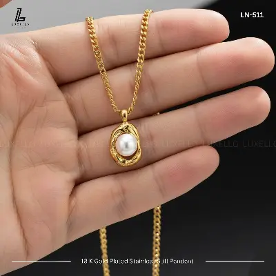 Picture of Golden bean pear Pendant | 2 Years Colour Guaranteed Golden