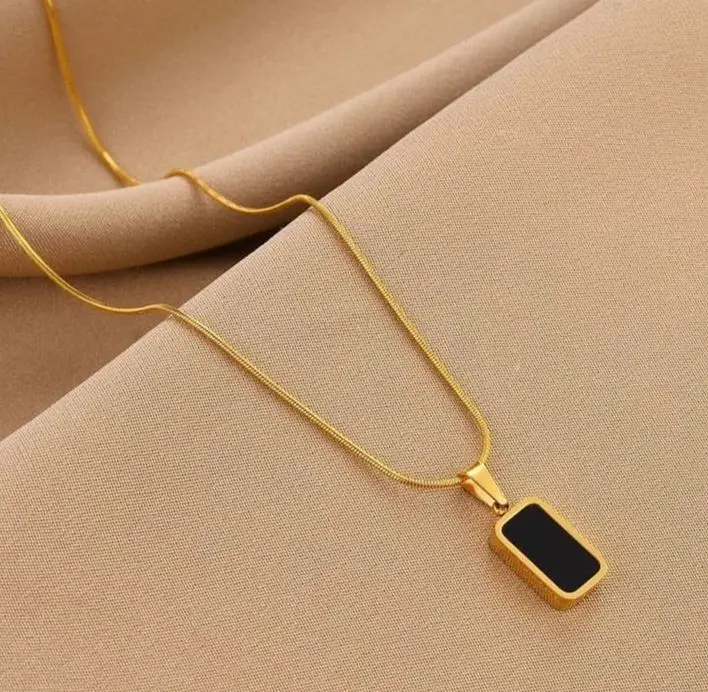 Picture of Black Onyx Geometric Pendant | 2 Years Colour Guaranteed Golden