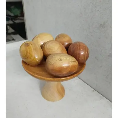 Picture of Wooden baby toys egg set with stand ( 6 pieces egg ) - Multicolor