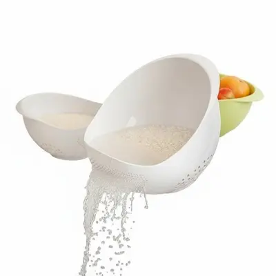 Picture of Multi-Function Plastic Colander Rice Washer Food Strainer - Prep And Serve Bowl Collapsible Kitchen Colander - Multicolor, 8 inch