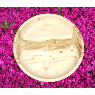 Picture of Hand Made 12 Inch  Wooden plate ,Serving Tray For  Restaurant ,Hotel and Home ( Without Color) - Multicolor