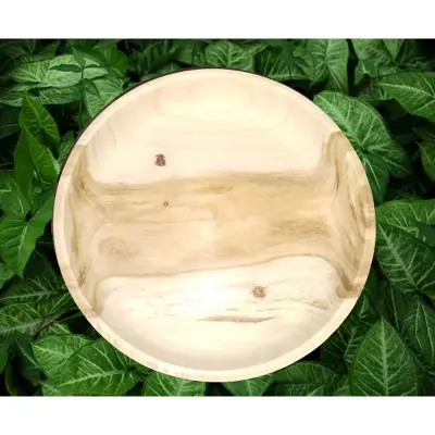 Picture of Natural  Wooden 11 inch round 2 inch height  Food serving plate ( without color ) - Multicolor