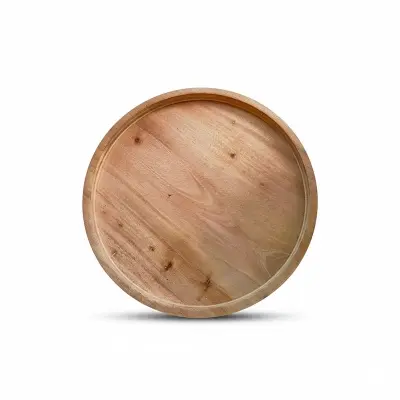 Picture of 9 inch Wood And Bamboo Charger Plate, Tray  Modern And Luxury Charger Plate for Home Hotel Restaurant Wedding parties bulk Quantity wholesale - Ochre Brown