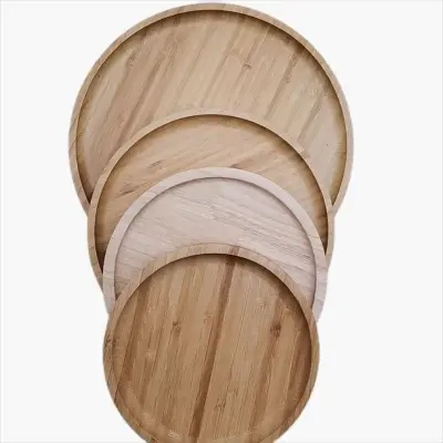 Picture of 12 inch Large Size   Round Deep Wooden tray  Plates Dishes Dinnerware Set hotel restaurant office hone ( without color ) - Multicolor