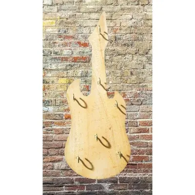 Picture of Wooden Hanging Key Holder  ( Guitar Shape ) - Multicolor