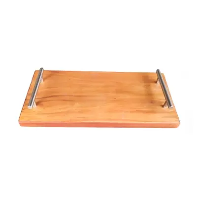 Picture of Classic Wooden  16 Inch  Long Serving Tray  with Steel  Handle - Multicolor