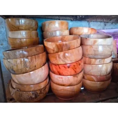 Picture of Handmade Durable Children Tableware Natural Eco Friendly wooden Baby Bowl 7 INCH - Multicolor