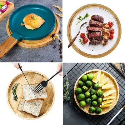 Picture of 15 Inch Wooden Charger Plate Wedding and Home Round Unique plate and Dish with Carved Finished Charger Plate tray - Multicolor