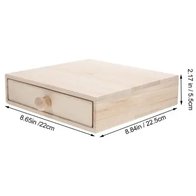 Picture of wooden Box Gift Jewelry storage Drawer Case Wood Tea Organizer Container Wood Jewelry Box Antique Decor - Multicolor