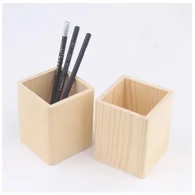Picture of Pine Pen Holder wooden pen organizer desktop stationery organizer cosmetic brush holder wooden utensil organizer office gift - Multicolor