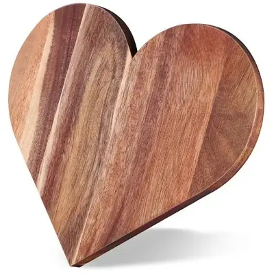 Picture of Customized Heart Shaped Wood Cutting Board Wood Bread Board Cheese Serving Board for Meat - Multicolor