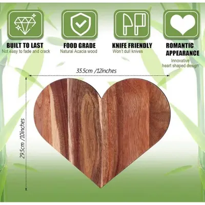 Picture of Heart Shaped Wood Cutting Board Wooden - Multicolor