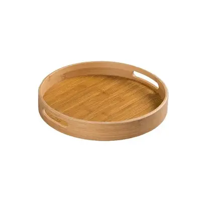 Picture of Unique Style High Quality Wooden Round Serving Tray with well   polish - Multicolor