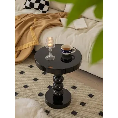 Picture of Nordic sofa side a few home retro solid wood round side table wabi sabi wind small coffee table - Multicolor