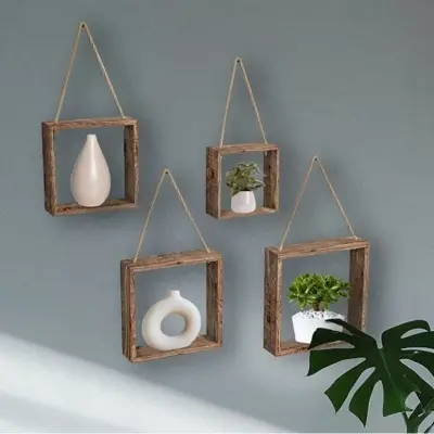 Picture of Wooden Shelf With lanyard rack House Wall Decoration Rack for Living Room Bedroom Kitchen - Multicolor