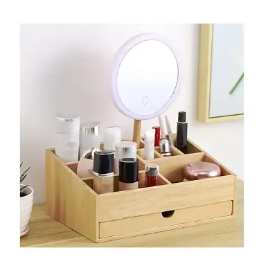 Picture of Wood  Storage Box Cosmetic and Jewelry Display Rack for Bathroom and Living Room - Multicolor