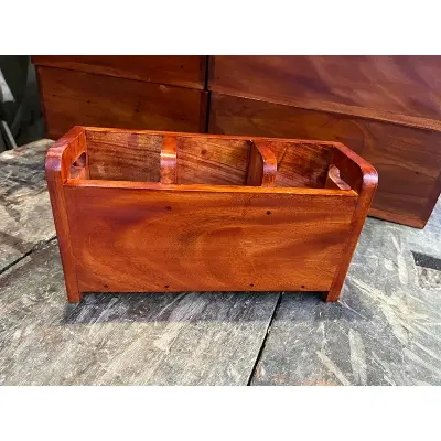 Picture of Rustic Large Wooden Utensil Organizer holder Cooking Tools Storage Kitchen - Multicolor