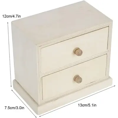 Picture of customised wooden Box Gift Jewelry storage Drawer Case Wood Tea Organizer Container  ( 2 drower ) - Multicolor