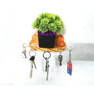 Picture of Wooden key holder with artificial Flower for decoration - Multicolor