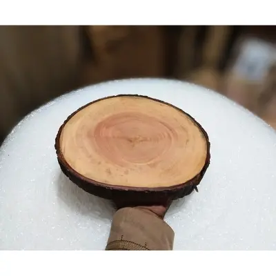 Picture of wooden slices chopping board with bark ( 7 inch ) - Multicolor