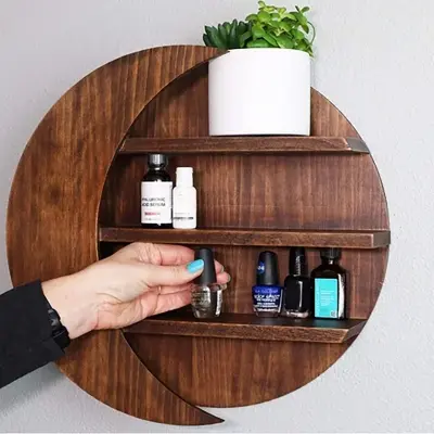 Picture of special design by timber zone wooden wall rack moon style - Multicolor