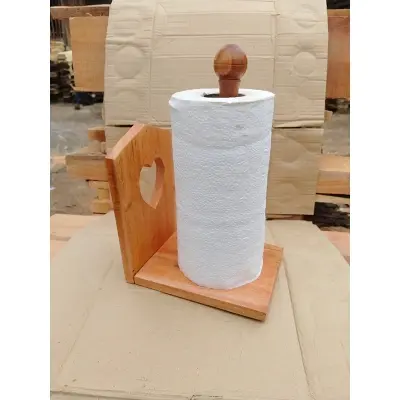 Picture of Wholesale New Design Roll Tissue Storage Rack Wall Mount 2 in 1 Roll Wood Paper Towel Holder ,napkin holder - Multicolor