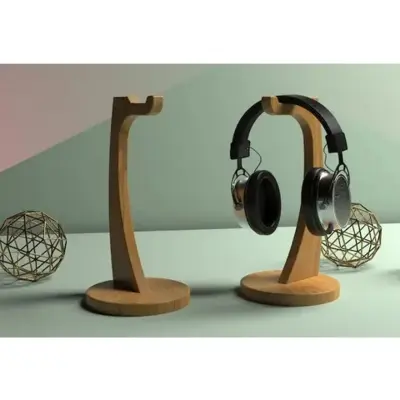 Picture of Wholesale Minimalist Luxury Modern Customised Hanger Aluminium Walnut Wooden Bamboo Headphones Holder Wood Headphone Stand 1 pcs - Multicolor
