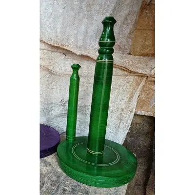 Picture of colorful Wooden Kitchen Tissue Holder for home ( 2 stick green color ) - Green