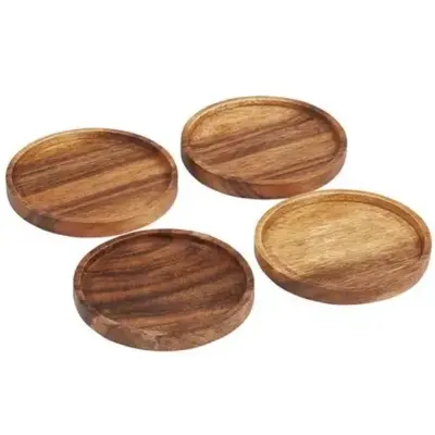 Picture of wooden glass & mug lid for coffee & tea mug & glass lid ( 4 Pieces ) - Multicolor