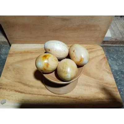 Picture of Wooden baby toys set  , wooden small  egg set - Showpiece ( 4 pieces egg with stand ) - Multicolor
