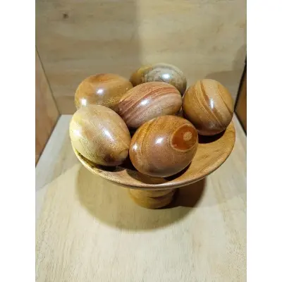 Picture of Wooden Premium Quality baby toys egg set  big size  ( 6 pieces with stand ) - Showpiece - Multicolor