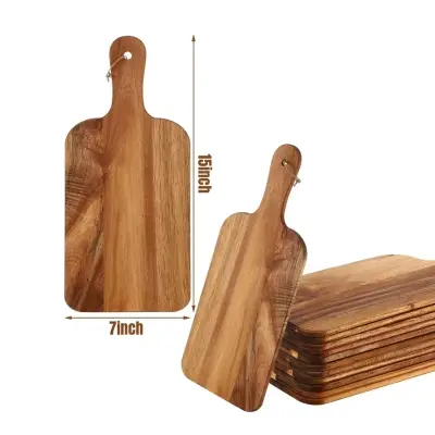 Picture of Wood Cheese Board With Handle Long Charcuterie Plate Serving Board Large Wooden Cheese Board ( 7 inch / 15 inch ) - Multicolor
